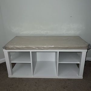 White wooden bench new